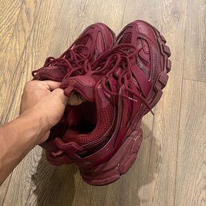 Balenciaga Burgundy Tracks Athletic Shoes